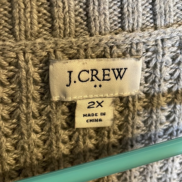 JCrew Gray Loose Knit Cotton Balloon Sleeve V Neck Sweater - Picture 3 of 6